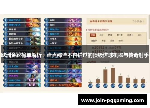 欧洲金靴榜单解析：盘点那些不容错过的顶级进球机器与传奇射手
